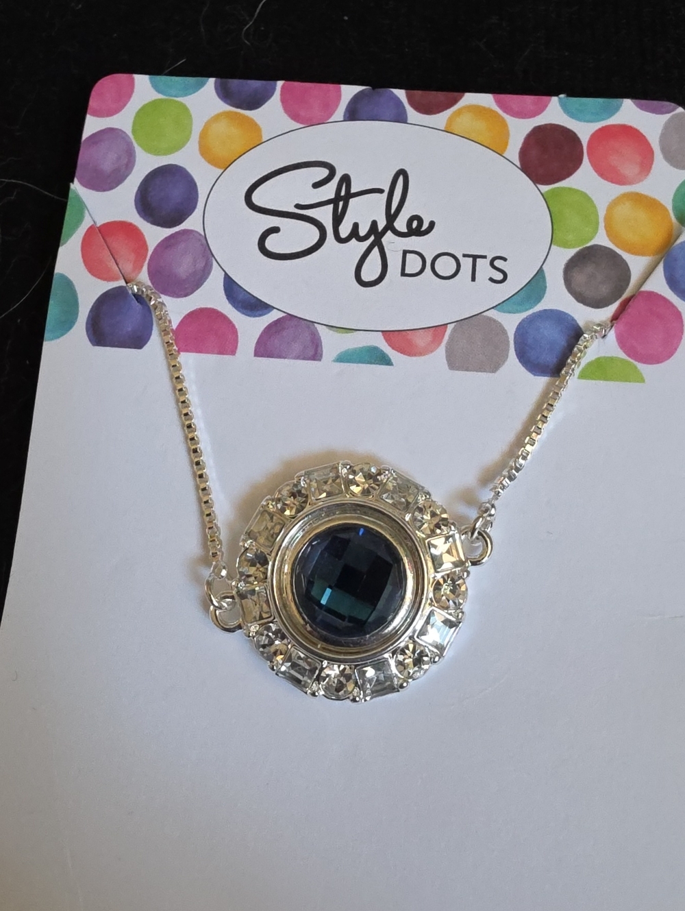 STYLE DOTS Silver Bolero Bracelet with Sapphire Crystal Snap & Baguette Crystals